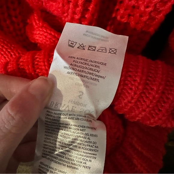 Brave Soul Red Cable Knit Turtleneck Sweater Women’s Jumper Acrylic Sz Small - Picture 11 of 13